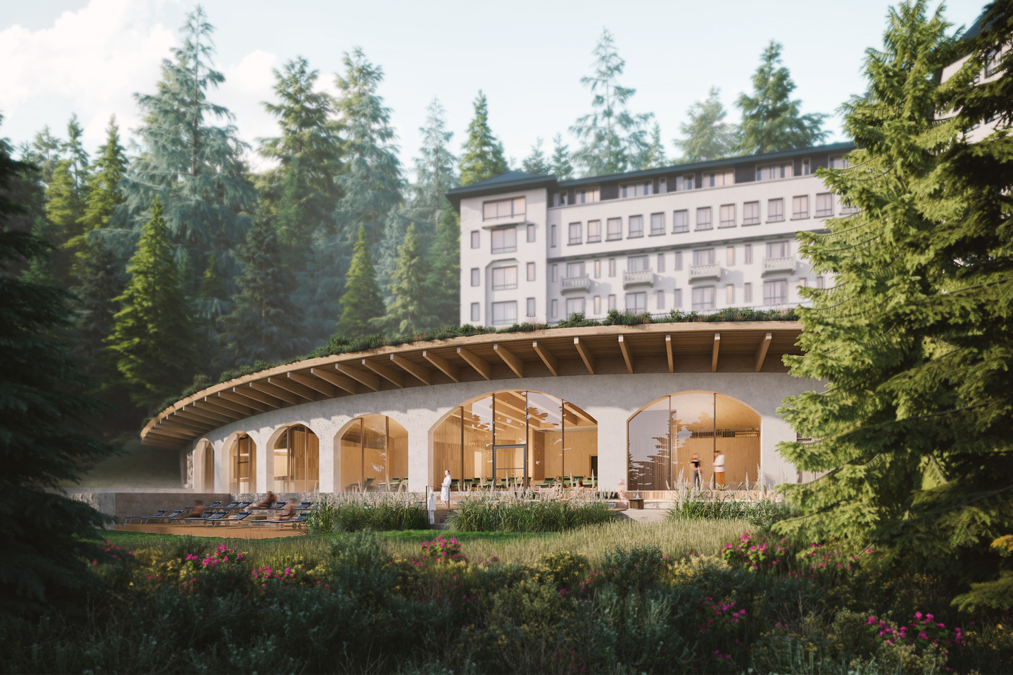 An artist rendering of the new BASIN Glacial Waters facility at Fairmont Chateau in Lake Louise