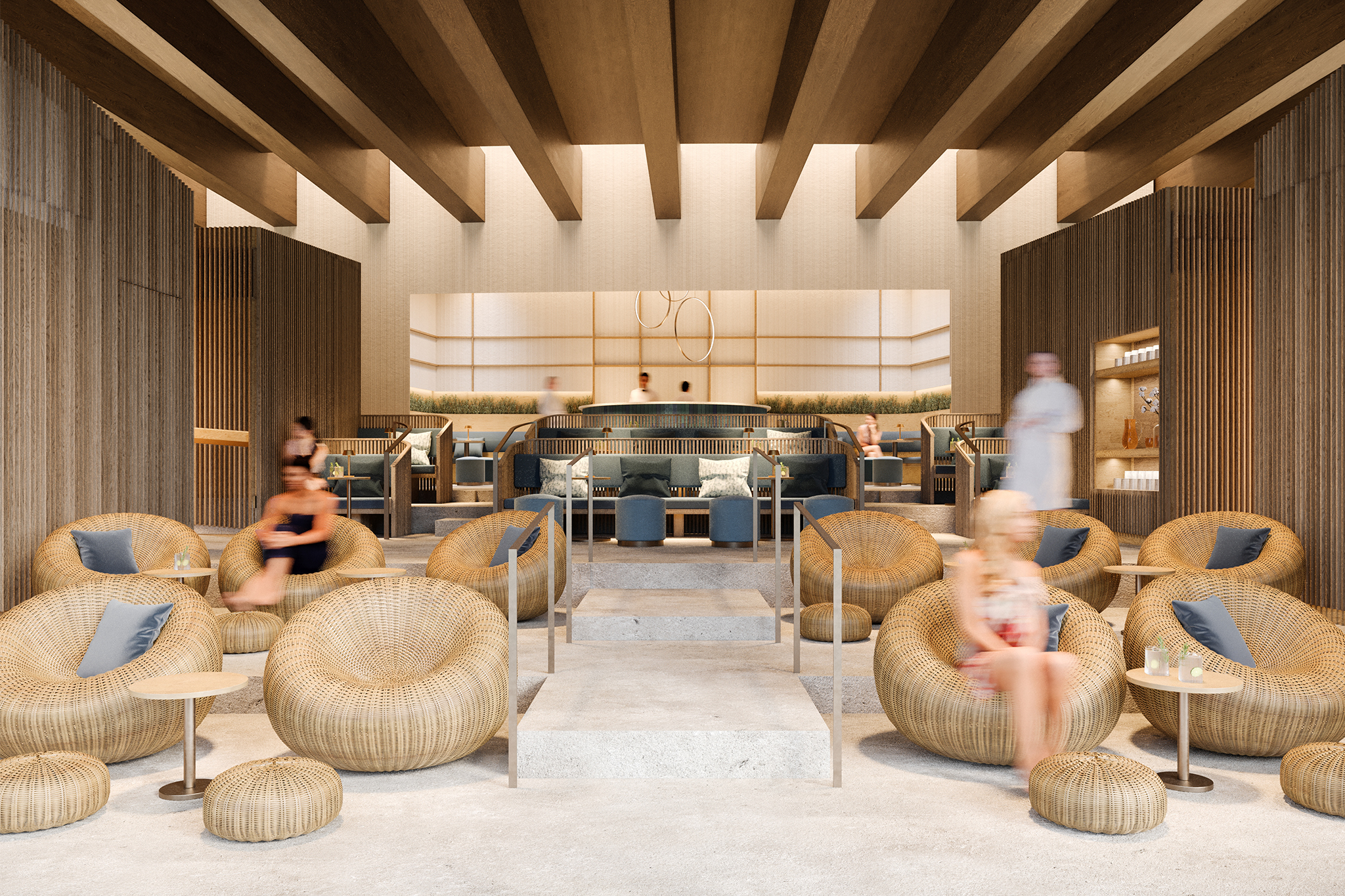 An artist rendering of the Glacier Lounge at the new BASIN Glacial Waters facility.